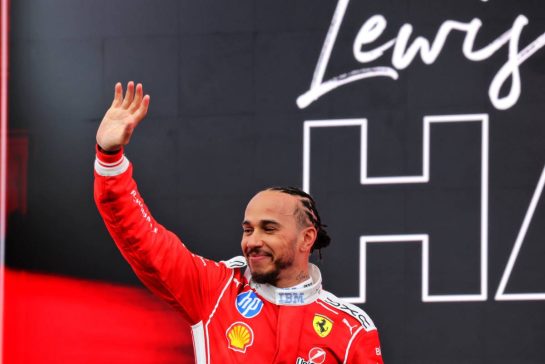 Lewis Hamilton (GBR) Scuderia Ferrari celebrates his second position on the podium.
24.05.2026. Formula 1 World Championship, Rd 5, Canadian Grand Prix, Montreal, Canada, Race Day.
- www.xpbimages.com, EMail: requests@xpbimages.com © Copyright: Dunbar / XPB Images