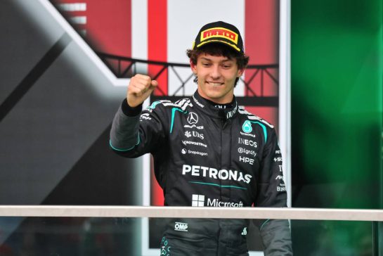 Race winner Andrea Kimi Antonelli (ITA) Mercedes AMG Formula One Team celebrates on the podium.
24.05.2026. Formula 1 World Championship, Rd 5, Canadian Grand Prix, Montreal, Canada, Race Day.
- www.xpbimages.com, EMail: requests@xpbimages.com © Copyright: Moy / XPB Images