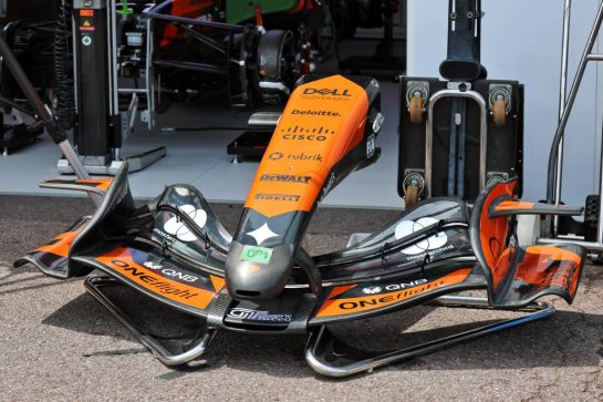 McLaren F1 Team MCL40 front wing.
04.06.2026. Formula 1 World Championship, Rd 6, Monaco Grand Prix, Monte Carlo, Monaco, Preparation Day.
- www.xpbimages.com, EMail: requests@xpbimages.com © Copyright: Batchelor / XPB Images