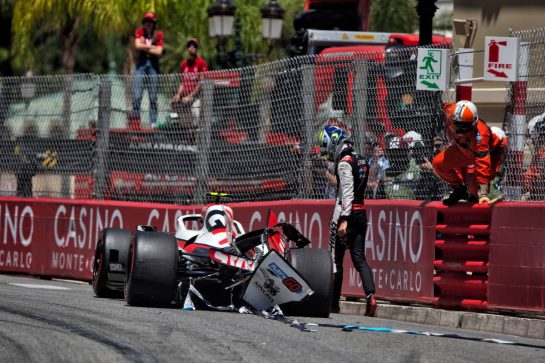 Oliver Bearman (GBR) Haas F1 Team VF-26 crashed in the third practice session.
06.06.2026. Formula 1 World Championship, Rd 6, Monaco Grand Prix, Monte Carlo, Monaco, Qualifying Day.
- www.xpbimages.com, EMail: requests@xpbimages.com © Copyright: XPB Images