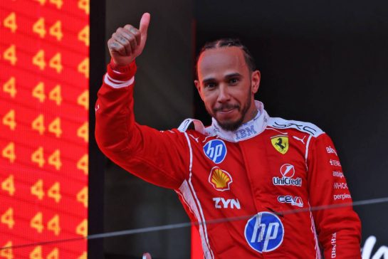 Lewis Hamilton (GBR) Scuderia Ferrari celebrates his second position on the podium.
07.06.2026. Formula 1 World Championship, Rd 6, Monaco Grand Prix, Monte Carlo, Monaco, Race Day.
- www.xpbimages.com, EMail: requests@xpbimages.com © Copyright: Rew / XPB Images