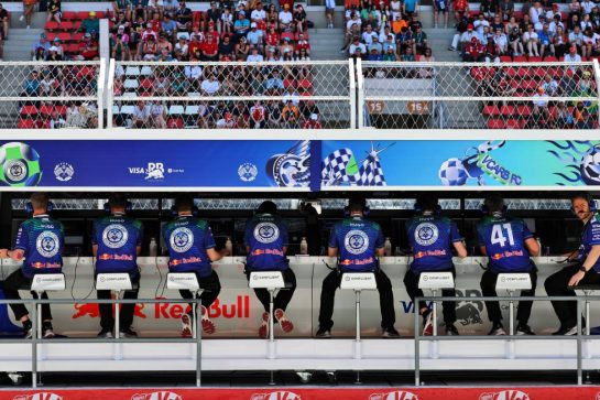 Racing Bulls Formula One Team pit gantry.
13.06.2026. Formula 1 World Championship, Rd 7, Barcelona-Catalunya Grand Prix, Barcelona, Spain, Qualifying Day.
- www.xpbimages.com, EMail: requests@xpbimages.com © Copyright: Batchelor / XPB Images
