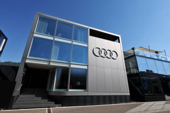 Audi F1 Team motorhome.
25.06.2026. Formula 1 World Championship, Rd 8, Austrian Grand Prix, Spielberg, Austria, Preparation Day.
- www.xpbimages.com, EMail: requests@xpbimages.com © Copyright: Moy / XPB Images