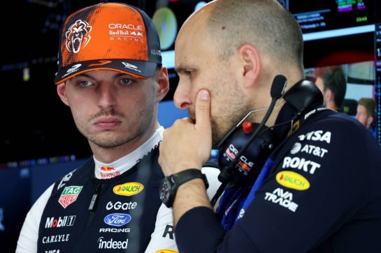 (L to R): Max Verstappen (NLD) Red Bull Racing with Gianpiero Lambiase (ITA) Red Bull Racing Head of Race Engineering.
27.06.2026. Formula 1 World Championship, Rd 8, Austrian Grand Prix, Spielberg, Austria, Qualifying Day.
- www.xpbimages.com, EMail: requests@xpbimages.com © Copyright: Batchelor / XPB Images