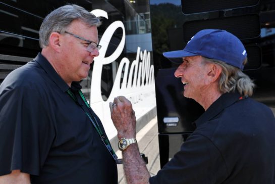 (L to R): Jim Campbell (USA) General Motors Performance and Motorsports Commercial Operations Vice President with Emerson Fittipaldi (BRA).
27.06.2026. Formula 1 World Championship, Rd 8, Austrian Grand Prix, Spielberg, Austria, Qualifying Day.
- www.xpbimages.com, EMail: requests@xpbimages.com © Copyright: Batchelor / XPB Images