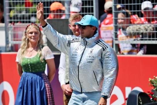George Russell (GBR) Mercedes AMG Formula One Team on the drivers' parade.
28.06.2026. Formula 1 World Championship, Rd 8, Austrian Grand Prix, Spielberg, Austria, Race Day.
- www.xpbimages.com, EMail: requests@xpbimages.com © Copyright: Batchelor / XPB Images