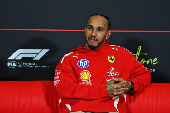 Lewis Hamilton (GBR) Scuderia Ferrari in the FIA Press Conference.
02.07.2026. Formula 1 World Championship, Rd 9, British Grand Prix, Silverstone, England, Preparation Day.
- www.xpbimages.com, EMail: requests@xpbimages.com © Copyright: Moy / XPB Images