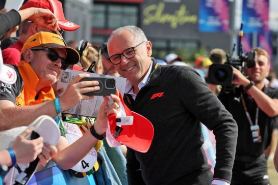 Stefano Domenicali (ITA) Formula One President and CEO with fans.
03.07.2026. Formula 1 World Championship, Rd 9, British Grand Prix, Silverstone, England, Sprint Qualifying Day.
- www.xpbimages.com, EMail: requests@xpbimages.com © Copyright: Moy / XPB Images
