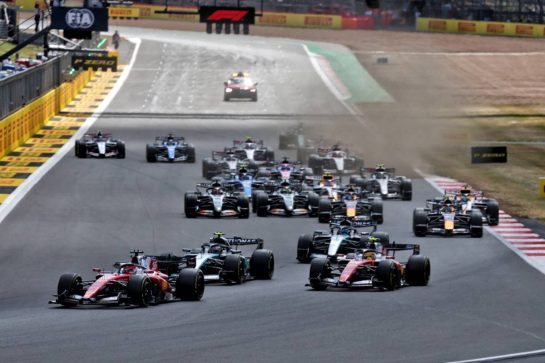 Charles Leclerc (MON) Scuderia Ferrari SF-26 leads at the start of the race.
05.07.2026. Formula 1 World Championship, Rd 9, British Grand Prix, Silverstone, England, Race Day.
- www.xpbimages.com, EMail: requests@xpbimages.com © Copyright: Bearne / XPB Images
