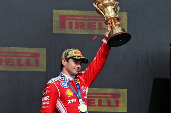 race winner Charles Leclerc (MON) Scuderia Ferrari celebrates on the podium.
05.07.2026. Formula 1 World Championship, Rd 9, British Grand Prix, Silverstone, England, Race Day.
- www.xpbimages.com, EMail: requests@xpbimages.com © Copyright: Moy / XPB Images