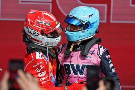 (L to R): Race winner Charles Leclerc (MON) Scuderia Ferrari celebrates in parc ferme with Pierre Gasly (FRA) Alpine F1 Team.
05.07.2026. Formula 1 World Championship, Rd 9, British Grand Prix, Silverstone, England, Race Day.
- www.xpbimages.com, EMail: requests@xpbimages.com © Copyright: Moy / XPB Images