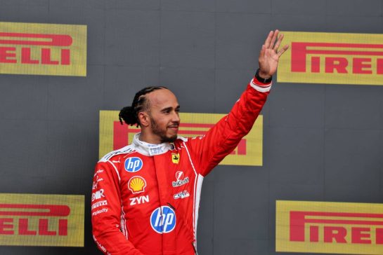 Lewis Hamilton (GBR) Scuderia Ferrari celebrates his third position on the podium.
05.07.2026. Formula 1 World Championship, Rd 9, British Grand Prix, Silverstone, England, Race Day.
- www.xpbimages.com, EMail: requests@xpbimages.com © Copyright: Moy / XPB Images
