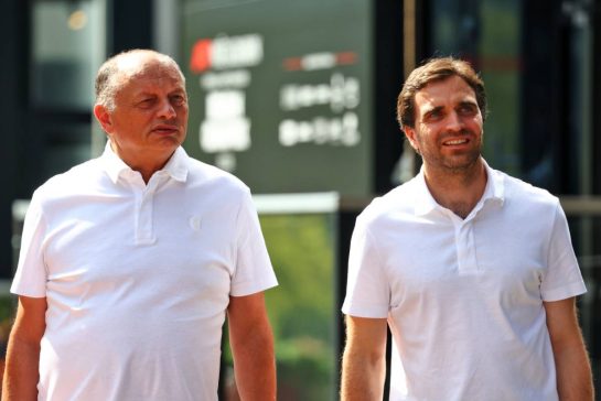 (L to R): Frederic Vasseur (FRA) Scuderia Ferrari Team Principal with Jerome d'Ambrosio (BEL) Scuderia Ferrari Deputy Team Principal.
16.07.2026. Formula 1 World Championship, Rd 10, Belgian Grand Prix, Spa Francorchamps, Belgium, Preparation Day.
- www.xpbimages.com, EMail: requests@xpbimages.com © Copyright: Bearne / XPB Images