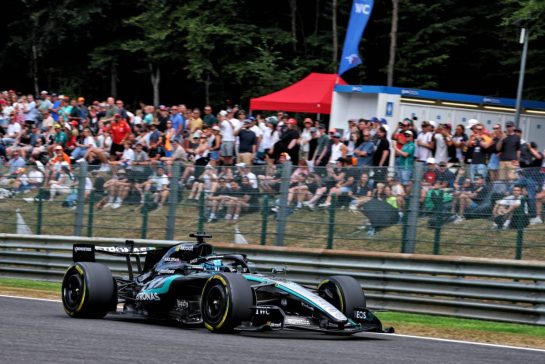 George Russell (GBR) Mercedes AMG Formula One Team W17.
17.07.2026. Formula 1 World Championship, Rd 10, Belgian Grand Prix, Spa Francorchamps, Belgium, Practice Day.
- www.xpbimages.com, EMail: requests@xpbimages.com © Copyright: Bearne / XPB Images