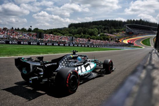 George Russell (GBR) Mercedes AMG Formula One Team W17.
18.07.2026. Formula 1 World Championship, Rd 10, Belgian Grand Prix, Spa Francorchamps, Belgium, Qualifying Day.
- www.xpbimages.com, EMail: requests@xpbimages.com © Copyright: Bearne / XPB Images