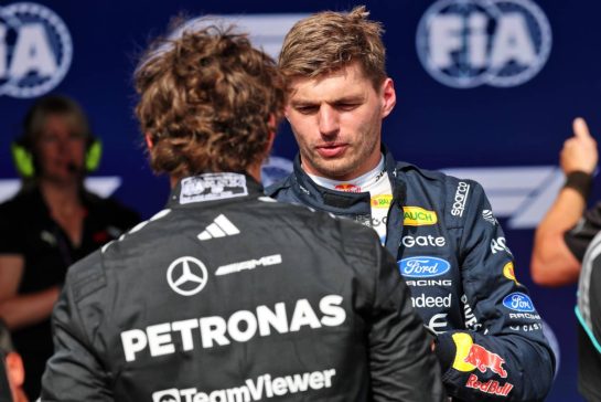 Max Verstappen (NLD) Red Bull Racing and Andrea Kimi Antonelli (ITA) Mercedes AMG Formula One Team in qualifying parc ferme.
18.07.2026. Formula 1 World Championship, Rd 10, Belgian Grand Prix, Spa Francorchamps, Belgium, Qualifying Day.
- www.xpbimages.com, EMail: requests@xpbimages.com © Copyright: Batchelor / XPB Images