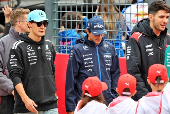 (L to R): George Russell (GBR) Mercedes AMG Formula One Team and Carlos Sainz (ESP) Williams F1 Team on the drivers' parade.
19.07.2026. Formula 1 World Championship, Rd 10, Belgian Grand Prix, Spa Francorchamps, Belgium, Race Day.
- www.xpbimages.com, EMail: requests@xpbimages.com © Copyright: Batchelor / XPB Images