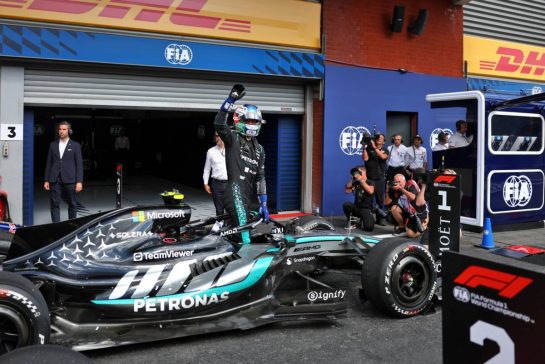 Race winner Andrea Kimi Antonelli (ITA) Mercedes AMG Formula One Team W17 celebrates in parc ferme.
19.07.2026. Formula 1 World Championship, Rd 10, Belgian Grand Prix, Spa Francorchamps, Belgium, Race Day.
- www.xpbimages.com, EMail: requests@xpbimages.com © Copyright: Patching / XPB Images
