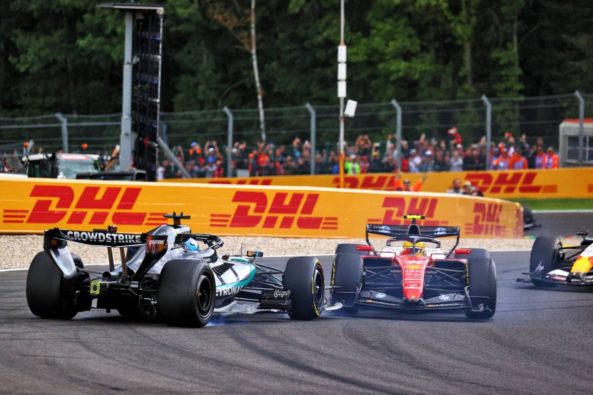 Hamilton insists opening lap clash with Russell ‘a racing incident’ Hamilton insists opening lap clash with Russell ‘a racing incident’