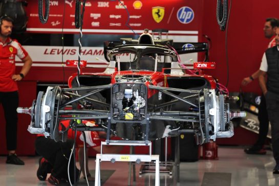 Scuderia Ferrari SF-26 being prepared by mechanics in the pit garage.
23.07.2026. Formula 1 World Championship, Rd 11, Hungarian Grand Prix, Budapest, Hungary, Preparation Day.
- www.xpbimages.com, EMail: requests@xpbimages.com © Copyright: Moy / XPB Images