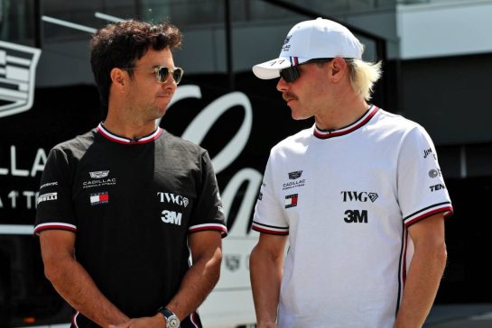 (L to R): Sergio Perez (MEX) Cadillac Formula 1 Team with Valtteri Bottas (FIN) Cadillac Formula 1 Team.
23.07.2026. Formula 1 World Championship, Rd 11, Hungarian Grand Prix, Budapest, Hungary, Preparation Day.
- www.xpbimages.com, EMail: requests@xpbimages.com © Copyright: Batchelor / XPB Images
