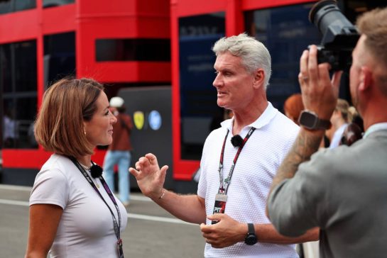 (L to R): Natalie Pinkham (GBR) Sky Sports Presenter with David Coulthard (GBR) Channel 4 F1 Commentator.
23.07.2026. Formula 1 World Championship, Rd 11, Hungarian Grand Prix, Budapest, Hungary, Preparation Day.
- www.xpbimages.com, EMail: requests@xpbimages.com © Copyright: Rew / XPB Images