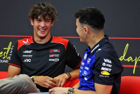 (L to R): Oliver Bearman (GBR) Haas F1 Team and Isack Hadjar (FRA) Red Bull Racing in the FIA Press Conference.
23.07.2026. Formula 1 World Championship, Rd 11, Hungarian Grand Prix, Budapest, Hungary, Preparation Day.
- www.xpbimages.com, EMail: requests@xpbimages.com © Copyright: Moy / XPB Images