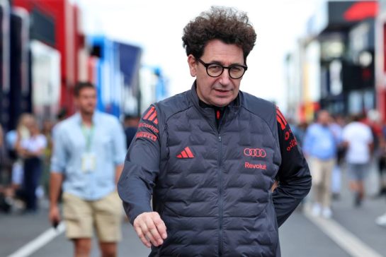 Mattia Binotto (ITA) Audi F1 Team Motorsport Chief Operating and Chief Technical Officer.
24.07.2026. Formula 1 World Championship, Rd 11, Hungarian Grand Prix, Budapest, Hungary, Practice Day.
- www.xpbimages.com, EMail: requests@xpbimages.com © Copyright: Rew / XPB Images