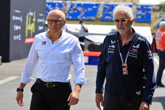 (L to R): Stefano Domenicali (ITA) Formula One President and CEO with Flavio Briatore (ITA) Alpine F1 Team Executive Advisor.
24.07.2026. Formula 1 World Championship, Rd 11, Hungarian Grand Prix, Budapest, Hungary, Practice Day.
- www.xpbimages.com, EMail: requests@xpbimages.com © Copyright: Moy / XPB Images