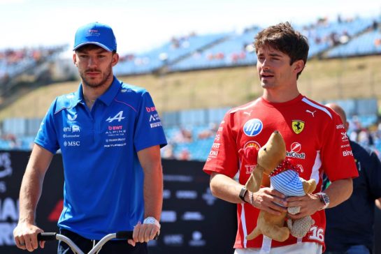 (L to R): Pierre Gasly (FRA) Alpine F1 Team with Charles Leclerc (MON) Scuderia Ferrari.
25.07.2026. Formula 1 World Championship, Rd 11, Hungarian Grand Prix, Budapest, Hungary, Qualifying Day.
- www.xpbimages.com, EMail: requests@xpbimages.com © Copyright: Rew / XPB Images