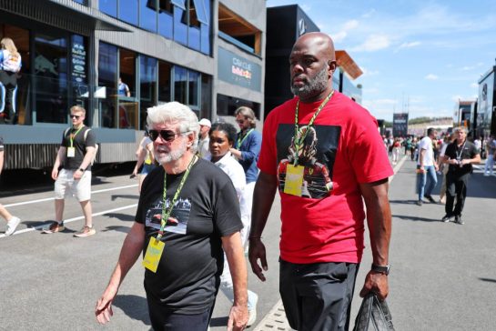 George Lucas (USA) Filmmaker (Left).
25.07.2026. Formula 1 World Championship, Rd 11, Hungarian Grand Prix, Budapest, Hungary, Qualifying Day.
- www.xpbimages.com, EMail: requests@xpbimages.com © Copyright: Moy / XPB Images