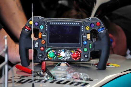 Mercedes AMG Formula One Team W17 steering wheel.
26.07.2026. Formula 1 World Championship, Rd 11, Hungarian Grand Prix, Budapest, Hungary, Race Day.
- www.xpbimages.com, EMail: requests@xpbimages.com © Copyright: Rew / XPB Images