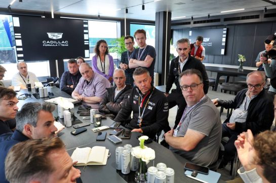 Marcin Budkowski (POL) Cadillac Formula 1 Team, Team Principal with the media.
20.08.2026. Formula 1 World Championship, Rd 12, Dutch Grand Prix, Zandvoort, Netherlands, Preparation Day.
- www.xpbimages.com, EMail: requests@xpbimages.com © Copyright: Moy / XPB Images