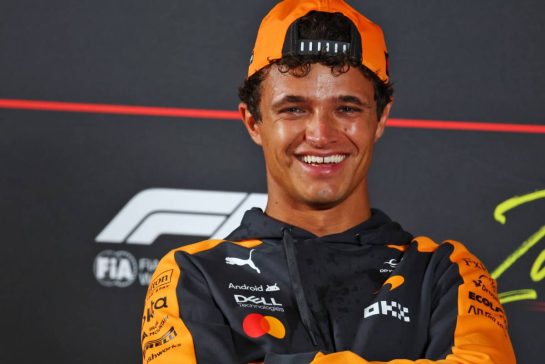 Lando Norris (GBR) McLaren F1 Team in the FIA Press Conference.
20.08.2026. Formula 1 World Championship, Rd 12, Dutch Grand Prix, Zandvoort, Netherlands, Preparation Day.
- www.xpbimages.com, EMail: requests@xpbimages.com © Copyright: Bearne / XPB Images