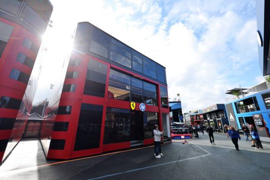 Scuderia Ferrari motorhome in the paddock.
22.08.2026. Formula 1 World Championship, Rd 12, Dutch Grand Prix, Zandvoort, Netherlands, Sprint and Qualifying Day.
- www.xpbimages.com, EMail: requests@xpbimages.com © Copyright: Moy / XPB Images