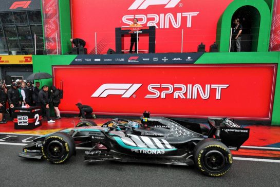 Sprint race winner George Russell (GBR) Mercedes AMG Formula One Team W17 in parc ferme.
22.08.2026. Formula 1 World Championship, Rd 12, Dutch Grand Prix, Zandvoort, Netherlands, Sprint and Qualifying Day.
- www.xpbimages.com, EMail: requests@xpbimages.com © Copyright: Moy / XPB Images
