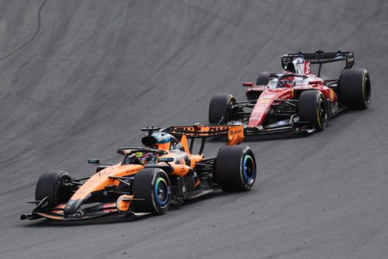 Oscar Piastri (AUS) McLaren F1 Team MCL40 and Charles Leclerc (MON) Scuderia Ferrari SF-26.
23.08.2026. Formula 1 World Championship, Rd 12, Dutch Grand Prix, Zandvoort, Netherlands, Race Day.
- www.xpbimages.com, EMail: requests@xpbimages.com © Copyright: Moy / XPB Images