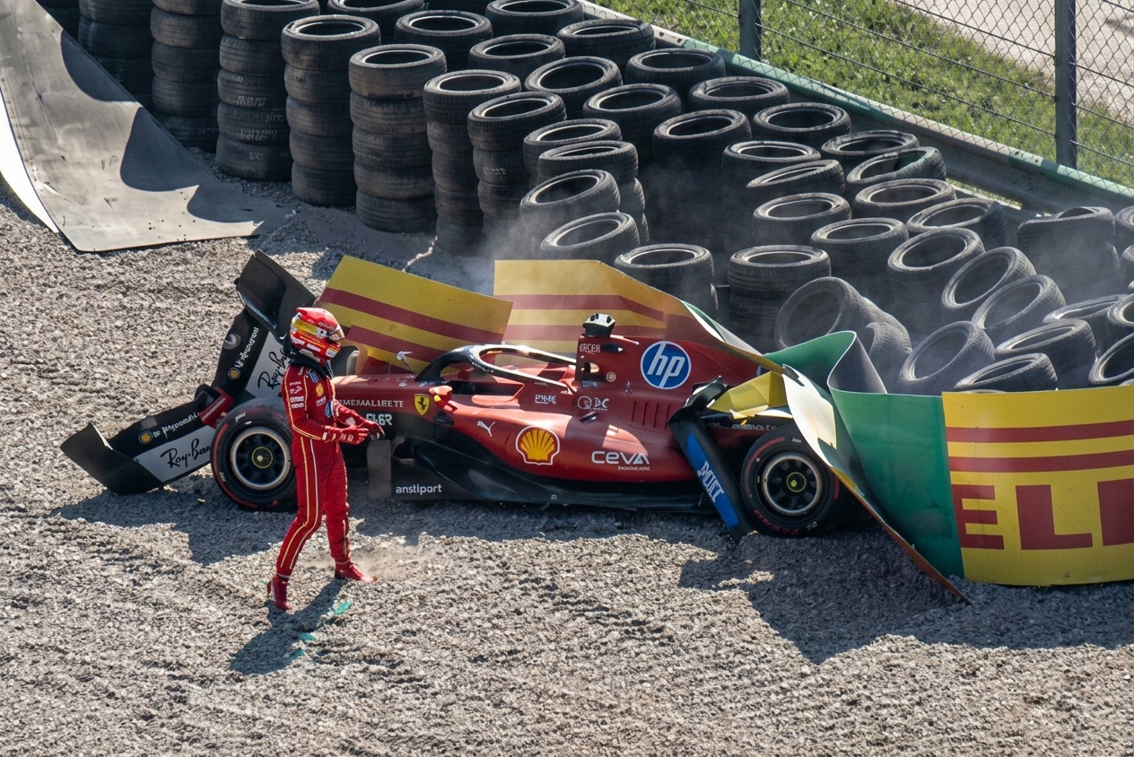 Italian GP red-flagged as Leclerc suffers heavy crash