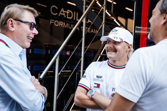 (L to R): Mika Hakkinen (FIN) with Valtteri Bottas (FIN) Cadillac Formula 1 Team.
03.09.2026. Formula 1 World Championship, Rd 13, Italian Grand Prix, Monza, Italy, Preparation Day.
- www.xpbimages.com, EMail: requests@xpbimages.com © Copyright: Bearne / XPB Images