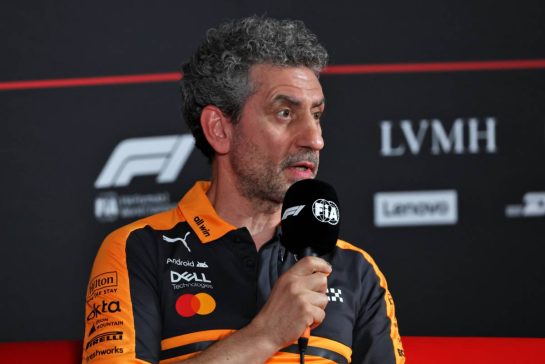 Andrea Stella (ITA) McLaren F1 Team Team Principal in the FIA Press Conference.
04.09.2026. Formula 1 World Championship, Rd 13, Italian Grand Prix, Monza, Italy, Practice Day.
- www.xpbimages.com, EMail: requests@xpbimages.com © Copyright:  Rew / XPB Images