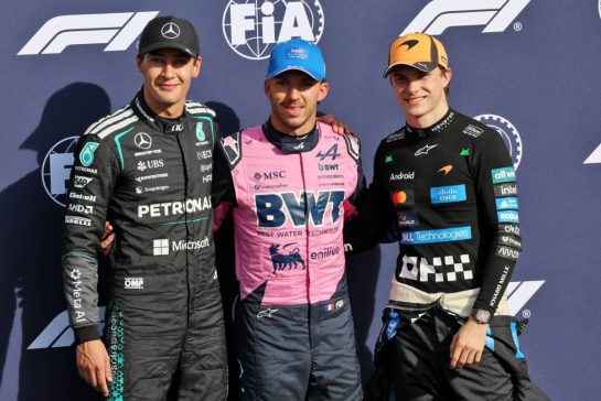 Qualifying top three in parc ferme (L to R): George Russell (GBR) Mercedes AMG Formula One Team, second; Pierre Gasly (FRA) Alpine F1 Team, pole position; Oscar Piastri (AUS) McLaren F1 Team, third.
05.09.2026. Formula 1 World Championship, Rd 13, Italian Grand Prix, Monza, Italy, Qualifying Day.
- www.xpbimages.com, EMail: requests@xpbimages.com © Copyright: Batchelor / XPB Images