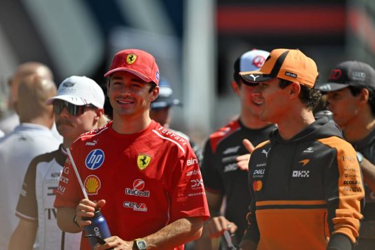 (L to R): Charles Leclerc (MON) Scuderia Ferrari with Lando Norris (GBR) McLaren F1 Team on the drivers' parade.
06.09.2026. Formula 1 World Championship, Rd 13, Italian Grand Prix, Monza, Italy, Race Day.
- www.xpbimages.com, EMail: requests@xpbimages.com © Copyright: Price / XPB Images