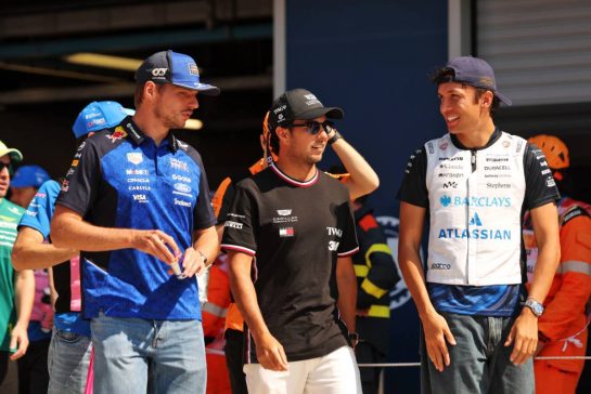 (L to R): Max Verstappen (NLD) Red Bull Racing with Sergio Perez (MEX) Cadillac Formula 1 Team and Alexander Albon (THA) Williams F1 Team on the drivers' parade.
06.09.2026. Formula 1 World Championship, Rd 13, Italian Grand Prix, Monza, Italy, Race Day.
- www.xpbimages.com, EMail: requests@xpbimages.com © Copyright: Dunbar / XPB Images