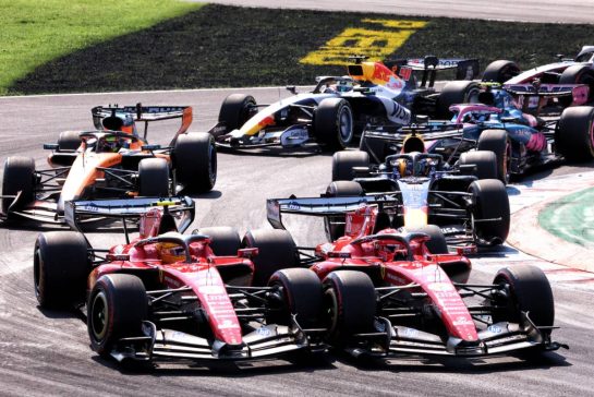 Lewis Hamilton (GBR) Scuderia Ferrari SF-26 and Charles Leclerc (MON) Scuderia Ferrari SF-26 at the start of the race.
06.09.2026. Formula 1 World Championship, Rd 13, Italian Grand Prix, Monza, Italy, Race Day.
- www.xpbimages.com, EMail: requests@xpbimages.com © Copyright: Batchelor / XPB Images