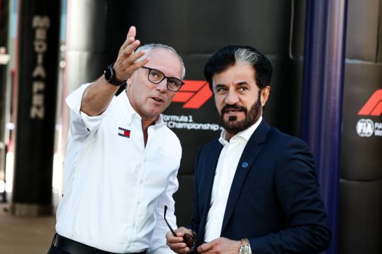 (L to R): Stefano Domenicali (ITA) Formula One President and CEO with Mohammed Bin Sulayem (UAE) FIA President.
11.09.2026 Formula 1 World Championship, Rd 14, Spanish Grand Prix, Madrid, Spain, Practice Day.
- www.xpbimages.com, EMail: requests@xpbimages.com © Copyright: Moy / XPB Images