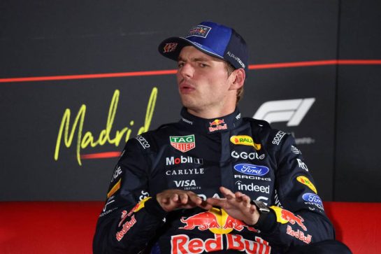 Max Verstappen (NLD) Red Bull Racing in the post qualifying FIA Press Conference.
12.09.2026. Formula 1 World Championship, Rd 14, Spanish Grand Prix, Madrid, Spain, Qualifying Day.
- www.xpbimages.com, EMail: requests@xpbimages.com © Copyright: Batchelor / XPB Images