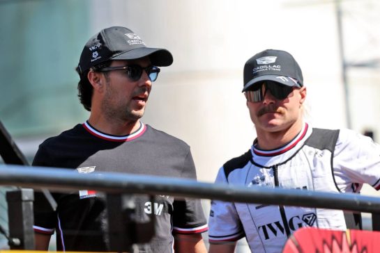 (L to R): Sergio Perez (MEX) Cadillac Formula 1 Team and team mate Valtteri Bottas (FIN) Cadillac Formula 1 Team on the drivers' parade.
13.09.2026. Formula 1 World Championship, Rd 14, Spanish Grand Prix, Madrid, Spain, Race Day.
- www.xpbimages.com, EMail: requests@xpbimages.com © Copyright: Batchelor / XPB Images