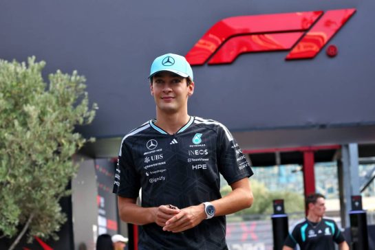 George Russell (GBR) Mercedes AMG Formula One Team.
23.09.2026. Formula One World Championship, Rd 15, Azerbaijan Grand Prix, Baku, Azerbaijan, Preparations Day.
- www.xpbimages.com, EMail: requests@xpbimages.com © Copyright: Bearne / XPB Images