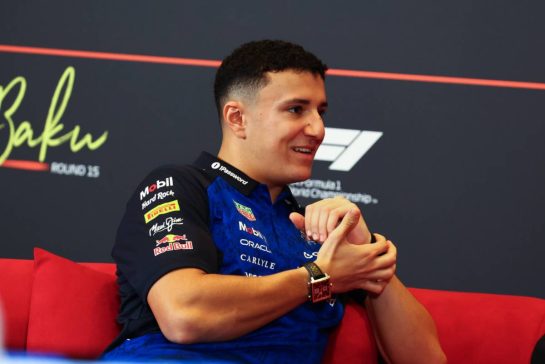 Isack Hadjar (FRA) Red Bull Racing in the FIA Press Conference.
23.09.2026. Formula One World Championship, Rd 15, Azerbaijan Grand Prix, Baku, Azerbaijan, Preparations Day.
- www.xpbimages.com, EMail: requests@xpbimages.com © Copyright: Bearne / XPB Images