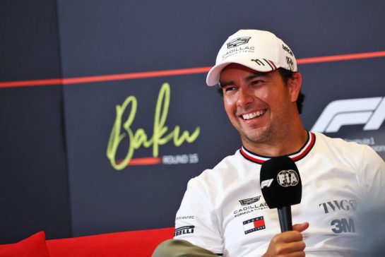 Sergio Perez (MEX) Cadillac Formula 1 Team in the FIA Press Conference.
23.09.2026. Formula One World Championship, Rd 15, Azerbaijan Grand Prix, Baku, Azerbaijan, Preparations Day.
- www.xpbimages.com, EMail: requests@xpbimages.com © Copyright: Bearne / XPB Images